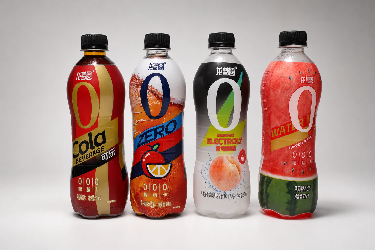 Beverage bottles with custom shrink sleeve labels