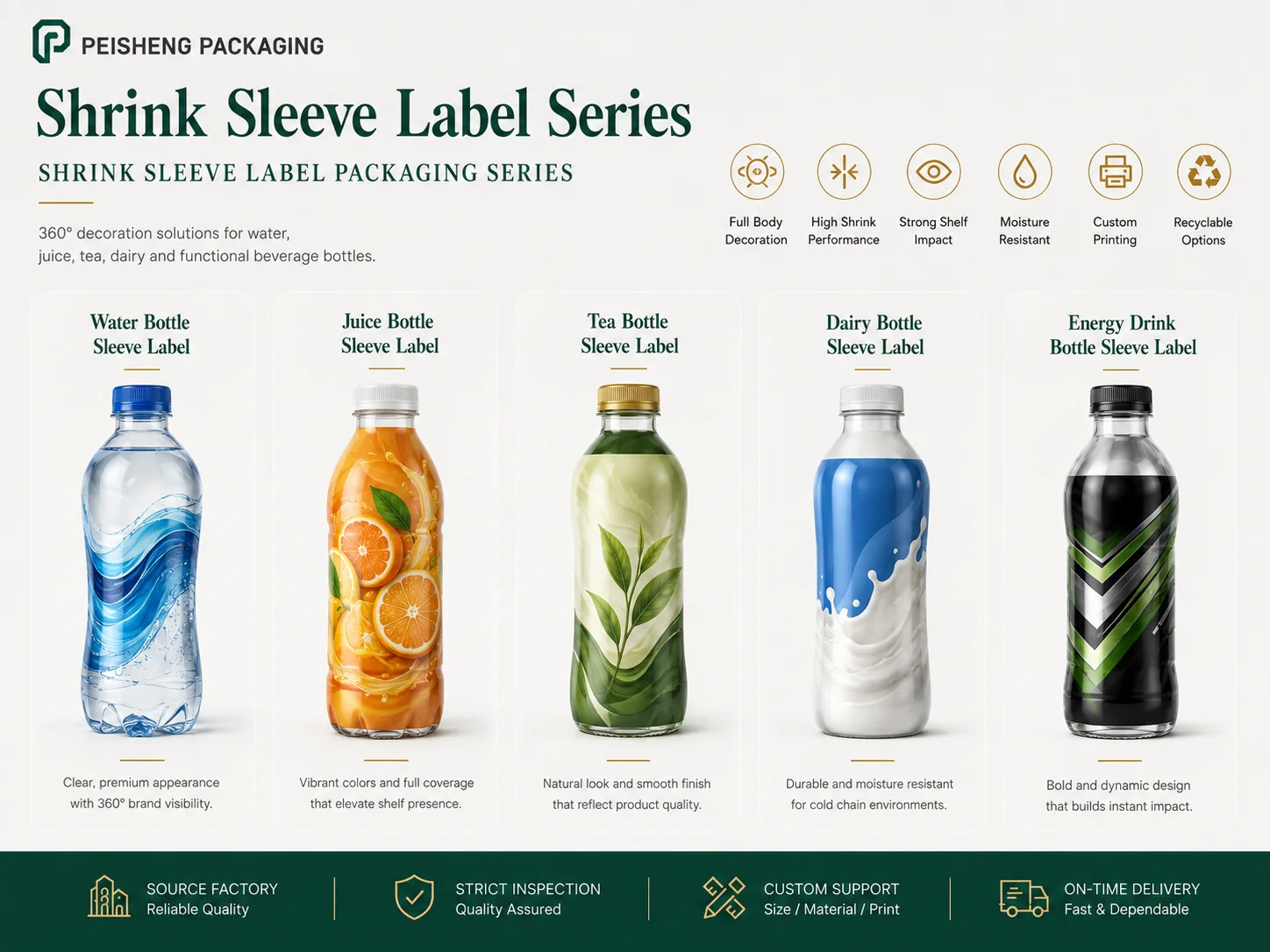 Custom shrink sleeve labels for beverage bottles
